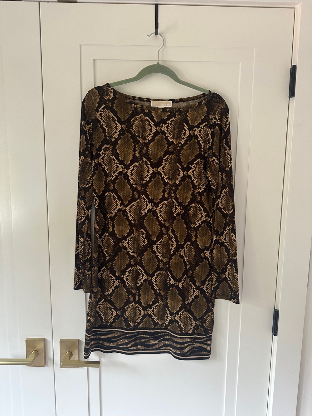 Michael Michael Kors Snake Print Long Sleeve Shift Dress Size M